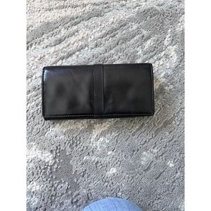 Via Roma Genuine Leather Wallet/Clutch Black Zippered Pockets/Credit Cards